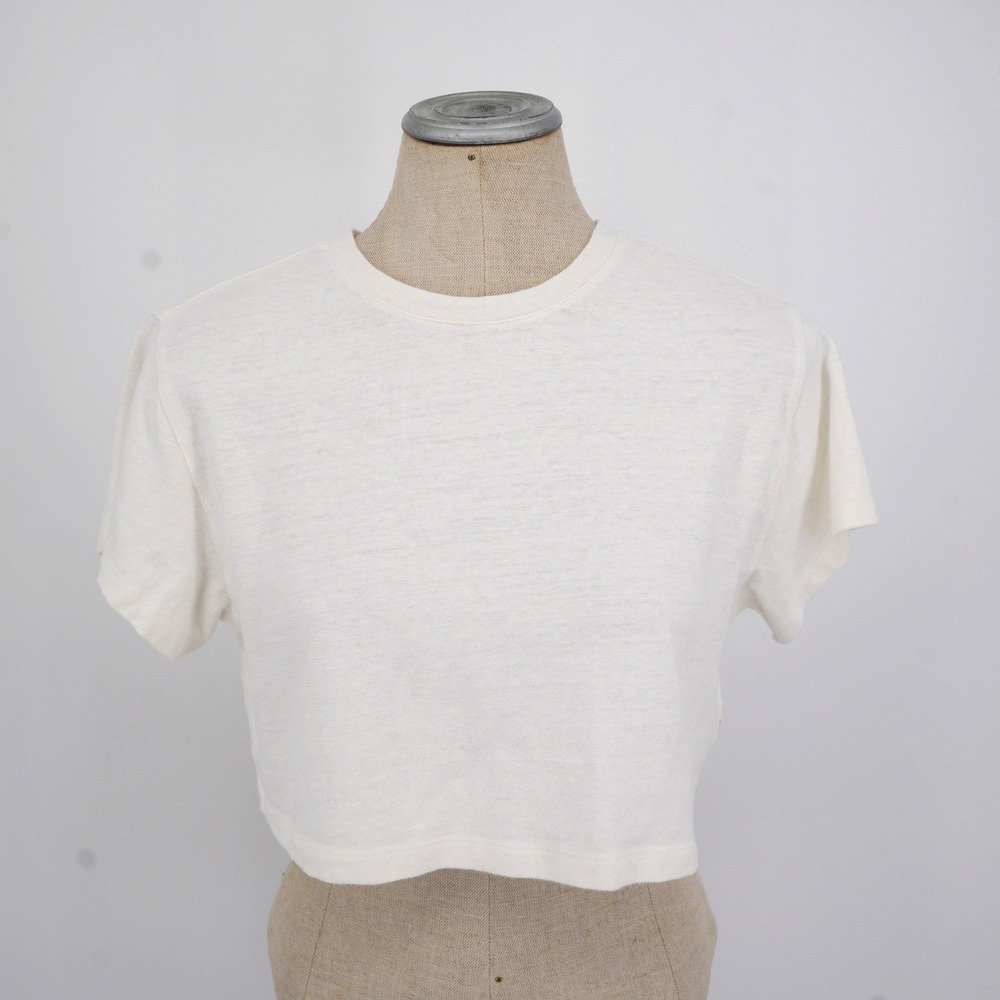 MATE the Label Crop Tee Women S Cream Hemp Organic Cotton Short Sleeve T-Shirt